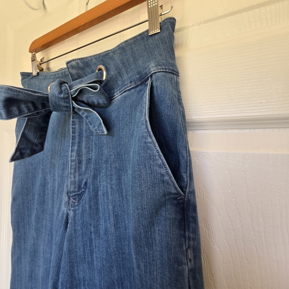 Express Modern Retro Wide Leg Super High Rise Denim Blue Jeans 4 - Picture 5 of 14